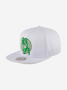 Бейсболка с прямым козырьком MITCHELL NESS HHSS5742-BCEYYPPPWHIT Boston Celtics NBA (белый), Белый Mitchell&Ness