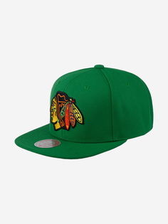 Бейсболка с прямым козырьком MITCHELL NESS 6HSSDX22015-CBHGREN Chicago Blackhawks NHL (зеленый), Зеленый Mitchell&Ness