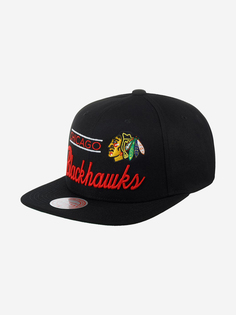 Бейсболка с прямым козырьком MITCHELL NESS 6HSSLD21213-CBHBLCK Chicago Blackhawks NHL (черный), Черный Mitchell&Ness