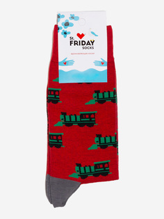 Носки с рисунками St.Friday Socks - Паровозики - Красные, Красный