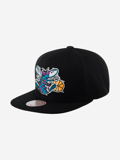 Бейсболка с прямым козырьком MITCHELL NESS HHSS5471-CHOYYPPPBLCK Charlotte Hornets NBA (черный), Черный Mitchell&Ness