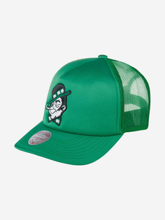Бейсболка с сеточкой MITCHELL NESS HHSS3467-BCEYYPPPGREN Boston Celtics NBA (зеленый), Зеленый Mitchell&Ness