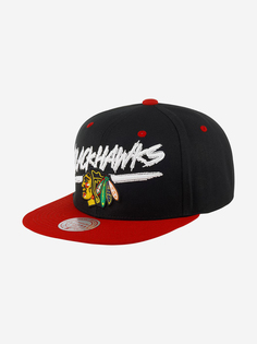 Бейсболка с прямым козырьком MITCHELL NESS HHSS5735-CBHYYPPPBKRD Chicago Blackhawks NHL (черный), Черный Mitchell&Ness
