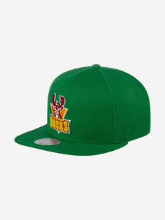 Бейсболка с прямым козырьком MITCHELL NESS 6HSSSH21296-MBUGREN Milwaukee Bucks NBA (зеленый), Зеленый Mitchell&Ness