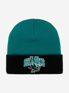 Шапка с отворотом MITCHELL NESS EU349-ARCHED-TEAL San Jose Sharks NHL (голубой), Голубой Mitchell&Ness