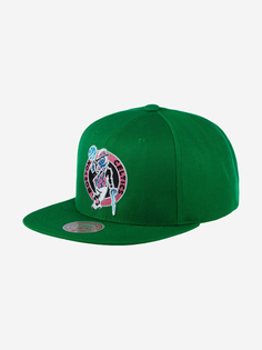 Бейсболка с прямым козырьком MITCHELL NESS 6HSSSH20056-BCEGREN Boston Celtics NBA (зеленый), Зеленый Mitchell&Ness