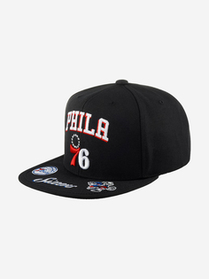 Бейсболка с прямым козырьком MITCHELL NESS HHSS2998-P76YYPPPBLCK Philadelphia 76Ers NBA (черный), Черный Mitchell&Ness