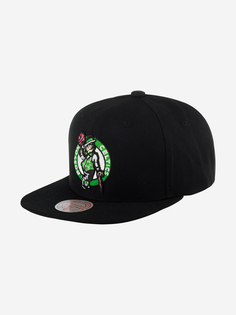 Бейсболка с прямым козырьком MITCHELL NESS HHSS5762-BCEYYPPPBLCK Boston Celtics NBA (черный), Черный Mitchell&Ness