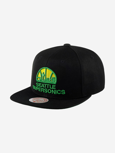 Бейсболка с прямым козырьком MITCHELL NESS 6HSSJS19079-SSUBLCK Seattle Supersonics NBA (черный), Черный Mitchell&Ness
