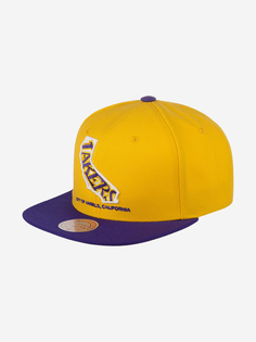 Бейсболка с прямым козырьком MITCHELL NESS HHSS3459-LALYYPPPYWPR Los Angeles Lakers NBA (желтый), Желтый Mitchell&Ness