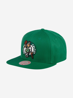 Бейсболка с прямым козырьком MITCHELL NESS HHSS3256-BCEYYPPPGREN Boston Celtics NBA (зеленый), Зеленый Mitchell&Ness
