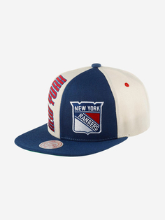 Бейсболка с прямым козырьком MITCHELL NESS HHSS5371-NYAYYPPPOFWH New York Rangers NHL (синий), Синий Mitchell&Ness