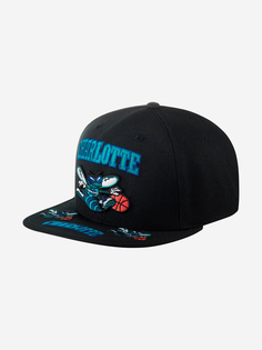 Бейсболка с прямым козырьком MITCHELL NESS HHSS2997-CHOYYPPPBLCK Charlotte Hornets NBA (черный), Черный Mitchell&Ness