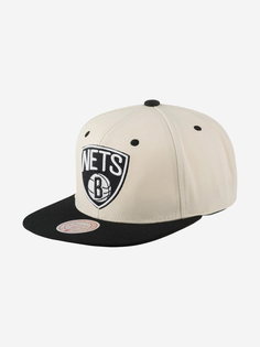 Бейсболка с прямым козырьком MITCHELL NESS 6HSSLD21078-BNEOFWH Brooklyn Nets NBA (белый), Белый Mitchell&Ness