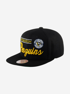 Бейсболка с прямым козырьком MITCHELL NESS 6HSSLD21213-PPEBLCK Pittsburgh Penguins NHL (черный), Черный Mitchell&Ness