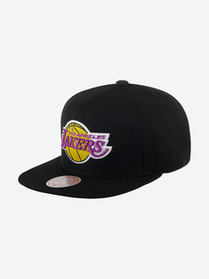 Бейсболка с прямым козырьком MITCHELL NESS HHSS5762-LALYYPPPBLCK Los Angeles Lakers NBA (черный), Черный Mitchell&Ness
