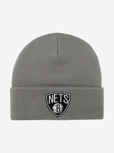 Шапка с отворотом MITCHELL NESS EU175-TEAMTALK-GRY Brooklyn Nets NBA (серый), Серый Mitchell&Ness
