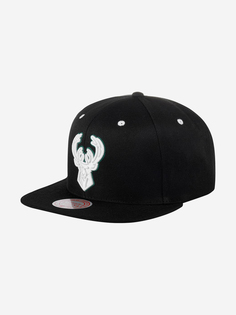 Бейсболка с прямым козырьком MITCHELL NESS 6HSSMM20202-MBUBLCK Milwaukee Bucks NBA (черный), Черный Mitchell&Ness