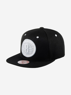 Бейсболка с прямым козырьком MITCHELL NESS 6HSSMM20202-BNEBLCK Brooklyn Nets NBA (черный), Черный Mitchell&Ness