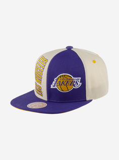 Бейсболка с прямым козырьком MITCHELL NESS HHSS5290-LALYYPPPOFWH Los Angeles Lakers NBA (фиолетовый), Фиолетовый Mitchell&Ness