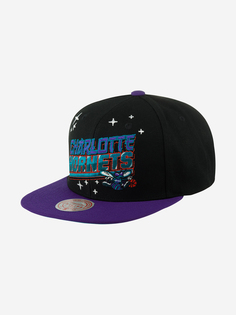 Бейсболка с прямым козырьком MITCHELL NESS HHSS5472-CHOYYPPPBLCK Charlotte Hornets NBA (черный), Черный Mitchell&Ness