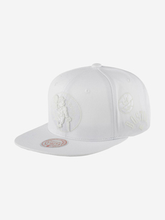 Бейсболка с прямым козырьком MITCHELL NESS HHSS2995-BCEYYPPPWHIT Boston Celtics NBA (белый), Белый Mitchell&Ness
