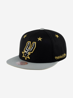 Бейсболка с прямым козырьком MITCHELL NESS 6HSSDX19024-SASBKGYTDU San Antonio Spurs NBA (черный), Черный Mitchell&Ness