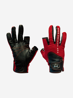 Перчатки спиннингиста Alaskan двухпалые Red/BL XL, Черный