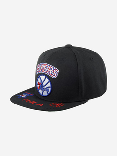Бейсболка с прямым козырьком MITCHELL NESS HHSS2997-P76YYPPPBLCK Philadelphia 76Ers NBA (черный), Черный Mitchell&Ness
