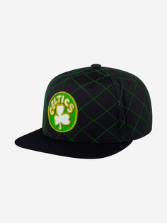Бейсболка с прямым козырьком MITCHELL NESS HHSS1212-BCEYYPPPBLCK Boston Celtics NBA (черный), Черный Mitchell&Ness