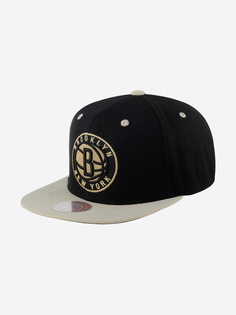 Бейсболка с прямым козырьком MITCHELL NESS 6HSSMM21133-BNEBLCK Brooklyn Nets NBA (черный), Черный Mitchell&Ness