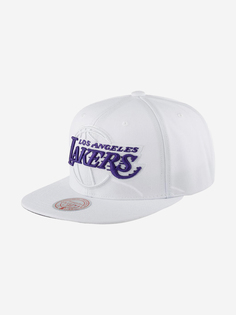 Бейсболка с прямым козырьком MITCHELL NESS 6HSSJS19202-LALWHPR Los Angeles Lakers NBA (белый), Белый Mitchell&Ness