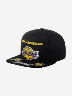 Бейсболка с прямым козырьком MITCHELL NESS HHSS2998-LALYYPPPBLCK Los Angeles Lakers NBA (черный), Черный Mitchell&Ness