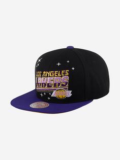 Бейсболка с прямым козырьком MITCHELL NESS HHSS5472-LALYYPPPBLCK Los Angeles Lakers NBA (черный), Черный Mitchell&Ness
