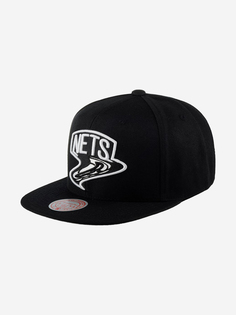 Бейсболка с прямым козырьком MITCHELL NESS 6HSSMM19495-BNEBLCK Brooklyn Nets NBA (черный), Черный Mitchell&Ness