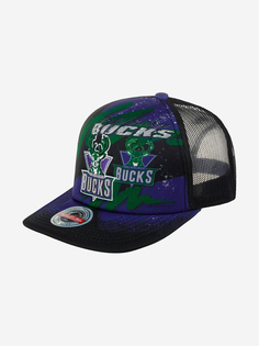 Бейсболка с сеточкой MITCHELL NESS HHSS2993-MBUYYPPPBLCK Milwaukee Bucks NBA (черный), Черный Mitchell&Ness