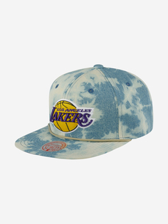 Бейсболка с прямым козырьком MITCHELL NESS HHSS5683-LALYYPPPBLUE Los Angeles Lakers NBA (голубой), Голубой Mitchell&Ness