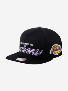 Бейсболка с прямым козырьком MITCHELL NESS HHSS3280-LALYYPPPBLCK Los Angeles Lakers NBA (черный), Черный Mitchell&Ness