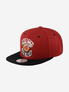 Бейсболка с прямым козырьком MITCHELL NESS HHSS5146-MHEYYPPPRED1 Miami Heat NBA (красный), Красный Mitchell&Ness
