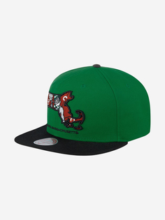 Бейсболка с прямым козырьком MITCHELL NESS HHSS3459-BCEYYPPPGNBK Boston Celtics NBA (зеленый), Зеленый Mitchell&Ness