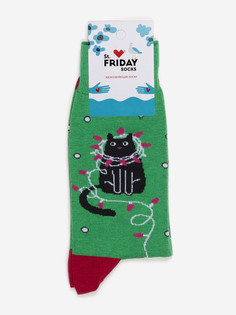 Новогодние носки St.Friday Socks - Гирлянда кота, Зеленый