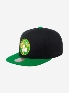 Бейсболка с прямым козырьком MITCHELL NESS 6HSSDX21128-BCEBKGN Boston Celtics NBA (черный), Черный Mitchell&Ness