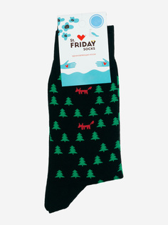 Носки с рисунками St.Friday Socks - Лисы в ёлочках, Черный