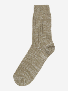 Шерстяные носки "Лана" из натуральной овечьей шерсти - однотонный хаки, Зеленый Lana