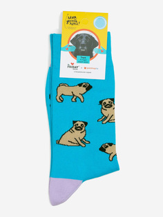 Носки с рисунками St.Friday Socks - Мопсы, Голубой