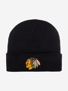 Шапка с отворотом AMERICAN NEEDLE 21019A-CBH Chicago Blackhawks Cuffed Knit NHL (черный), Черный