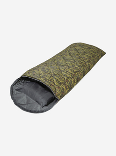 Спальный мешок Фрегат (200) с ультразвуковой стежкой и подушкой-подголовником, камуфляж, ширина 85 см, Зеленый