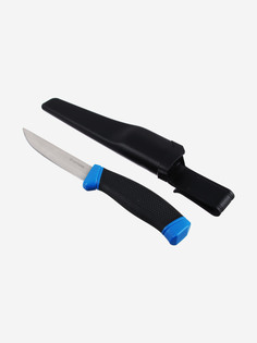 ЕРМАК Нож универсальный для рыбалки и туризма c ножнами, 21,5см, нерж. сталь, пластик, Черный