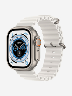 Часы Apple Watch 8Ultra GPS + Cellular, Титановый корпус, спортивный ремешок цвета белый океан 49 мм, Золотой