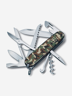 Нож перочинный VICTORINOX Huntsman, 91 мм, 15 функций, зелёный камуфляж, Зеленый